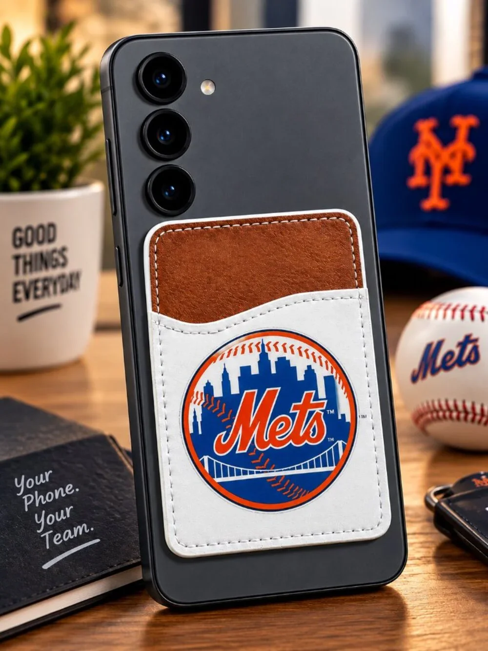 New York Mets Phone Wallet, Stick-On Card Holder